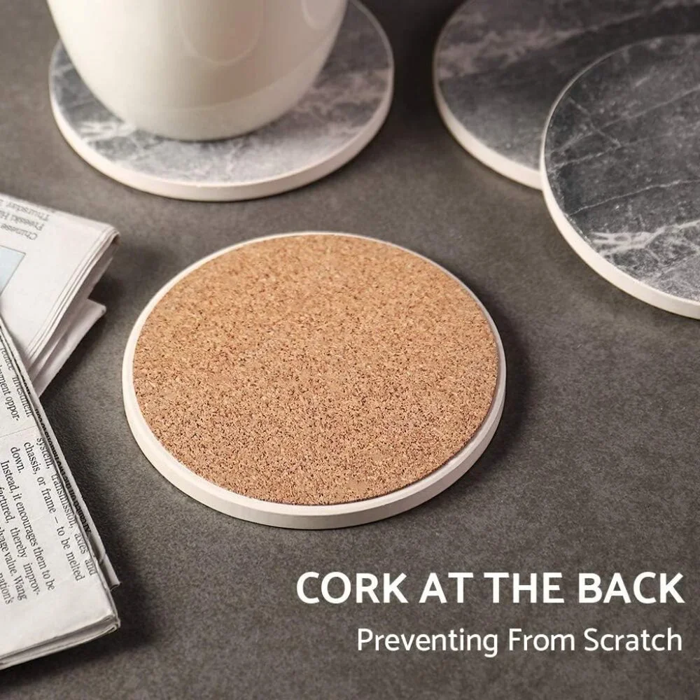 Coasters for Drinks Absorbent, Living Room Decor, Ceramic Coasters Set of 6 with